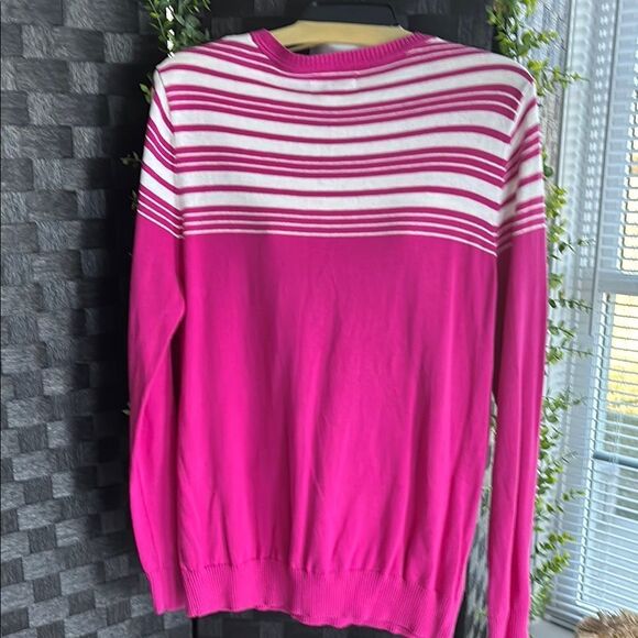 Kim Rogers Pink and White Crew Neck Sweater - Picture 2 of 6